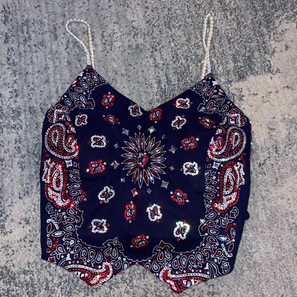 Your next festival top - Swarovski crystal bandana top